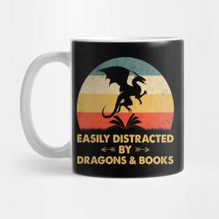 Easily Distracted By Dragons And Books Mug